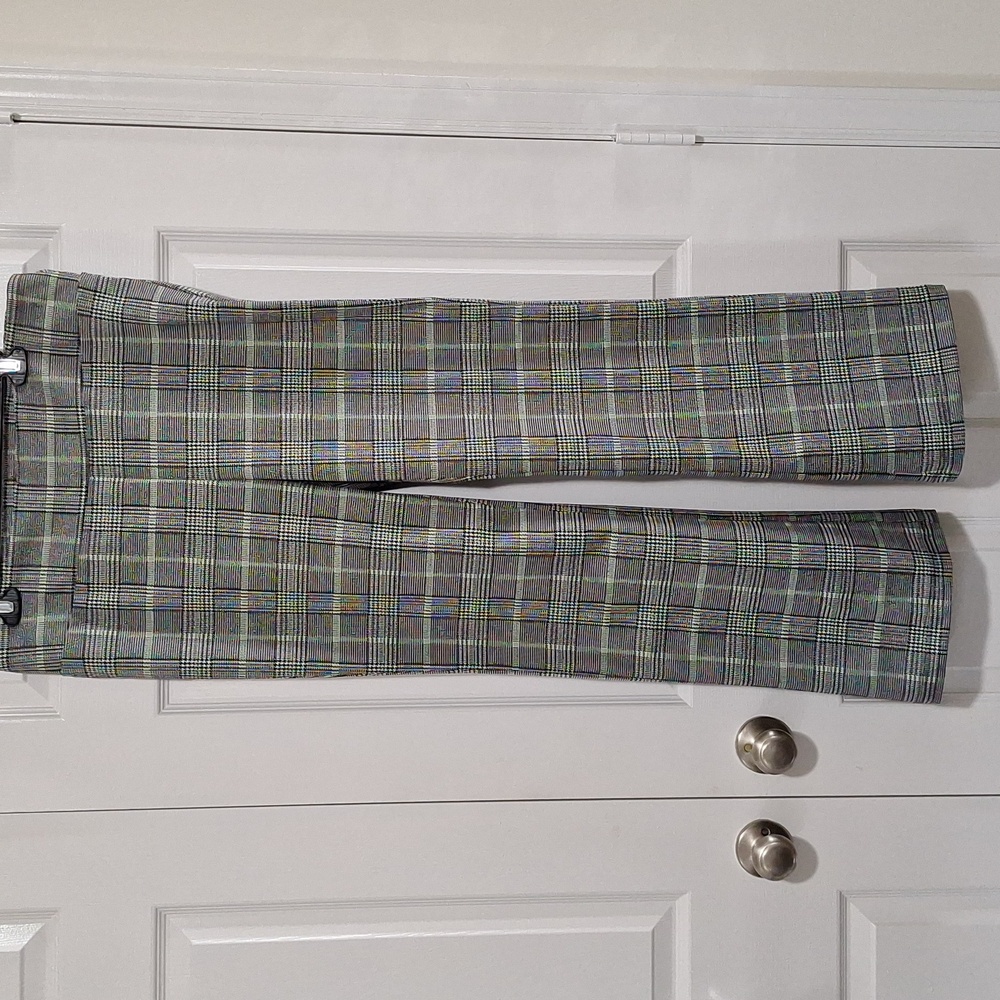 Plaid flare leg pants